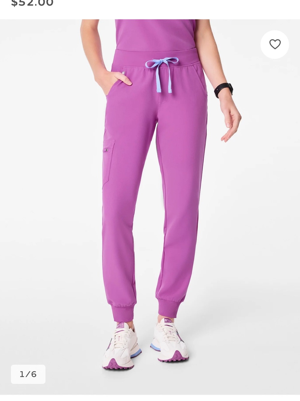 Figs Purple Jogger Pants with Light Blue Drawstring